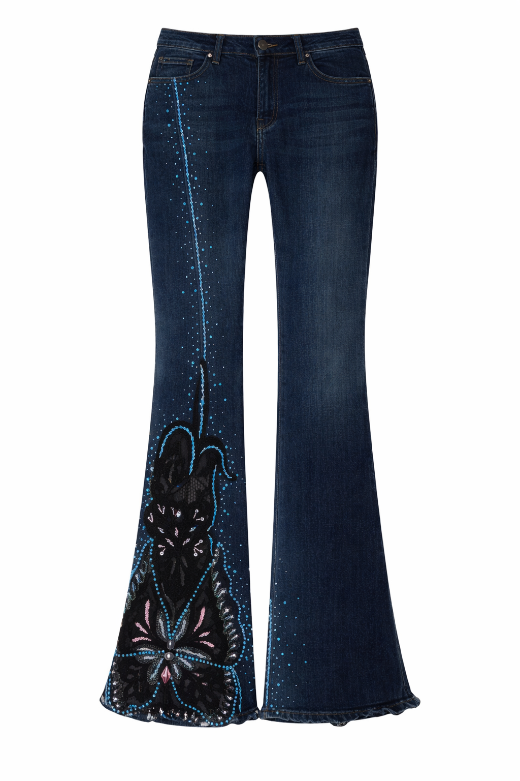 Embroidered Flared Jeans